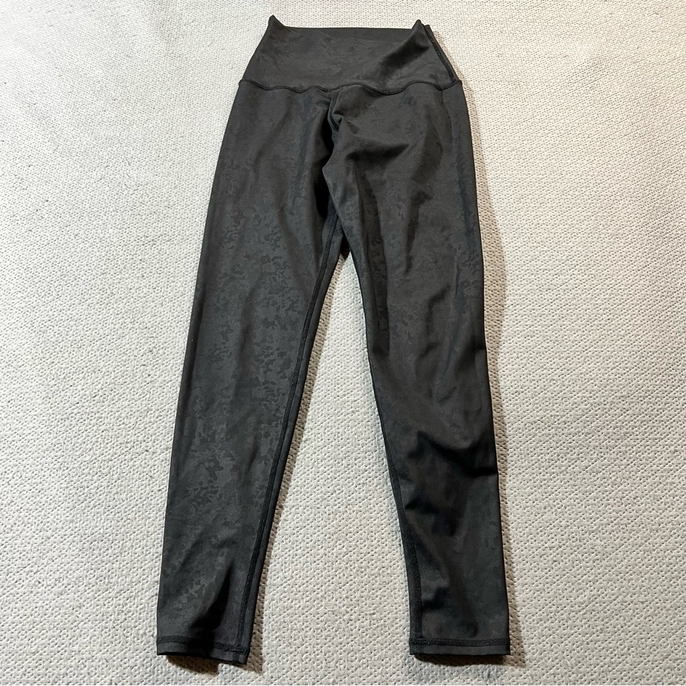 barre3 Black Grey space dye high rise leggings size XSmall EUC